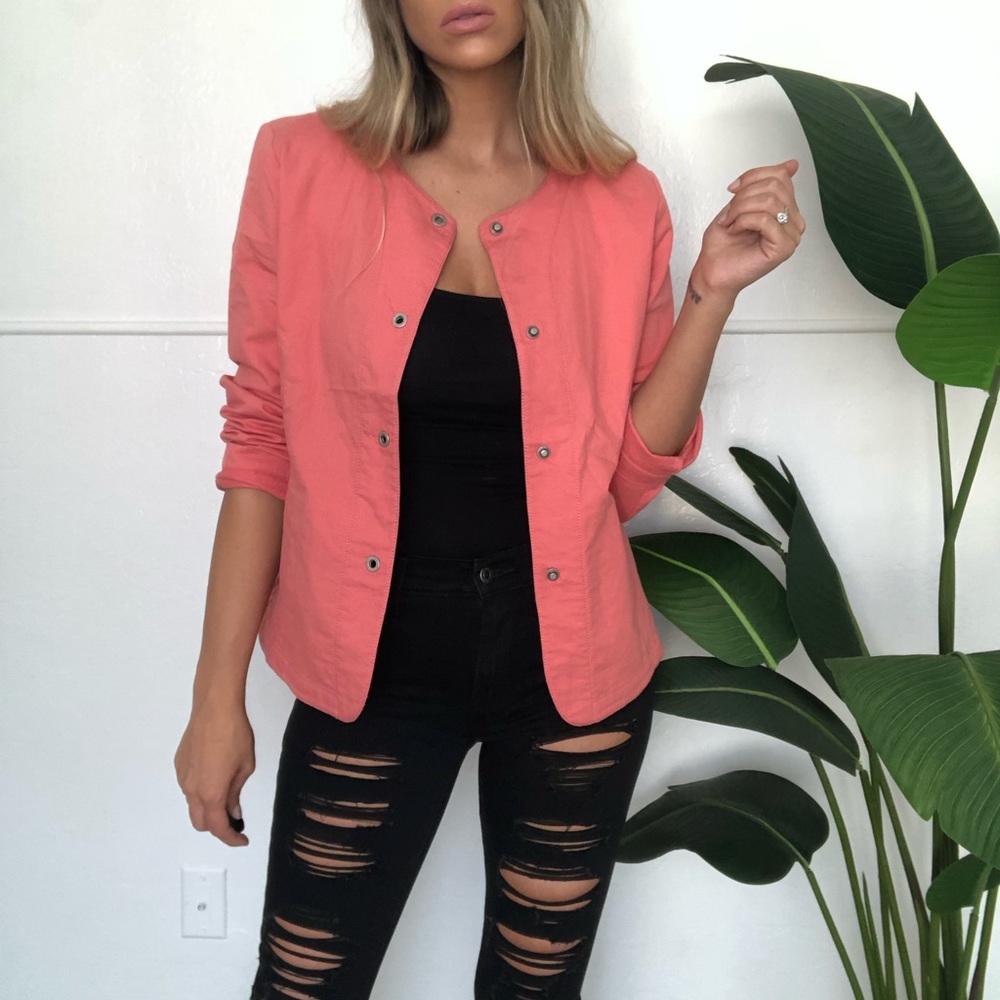 *LAST CHANCE*{Eileen Fisher} coral snap light jacket